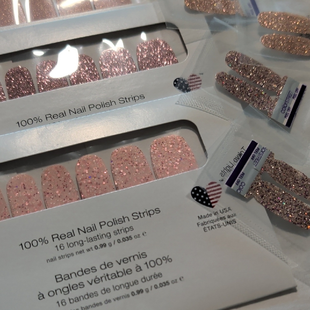 5 Sets Color Street GLITTER Pastel Pinks and Lavender Nail Polish Strips - Picture 3 of 7